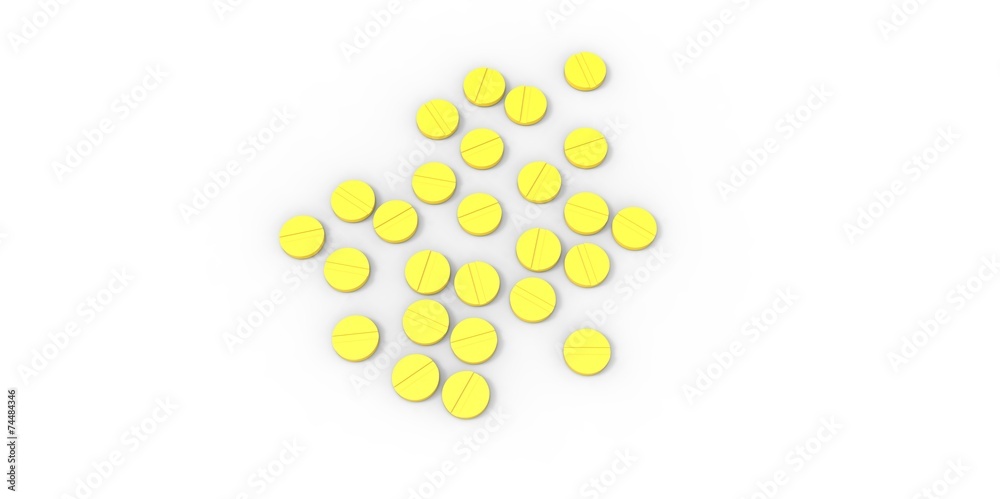 yellow drugs pills on white background yellow drugs pills on white background