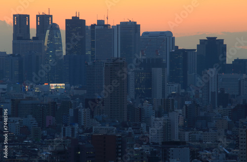 東京の高層ビル群 夕景