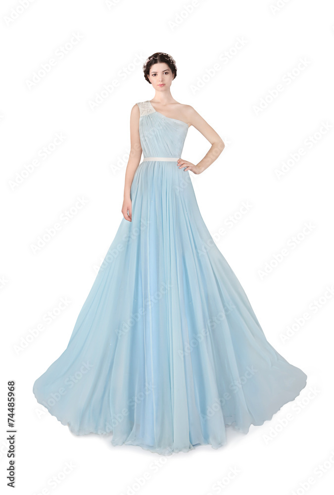 woman in light blue ball dress