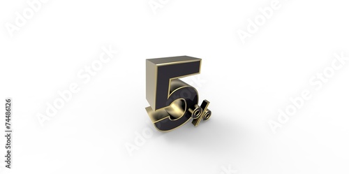 3D rendering of a gold and black 5 percent letters