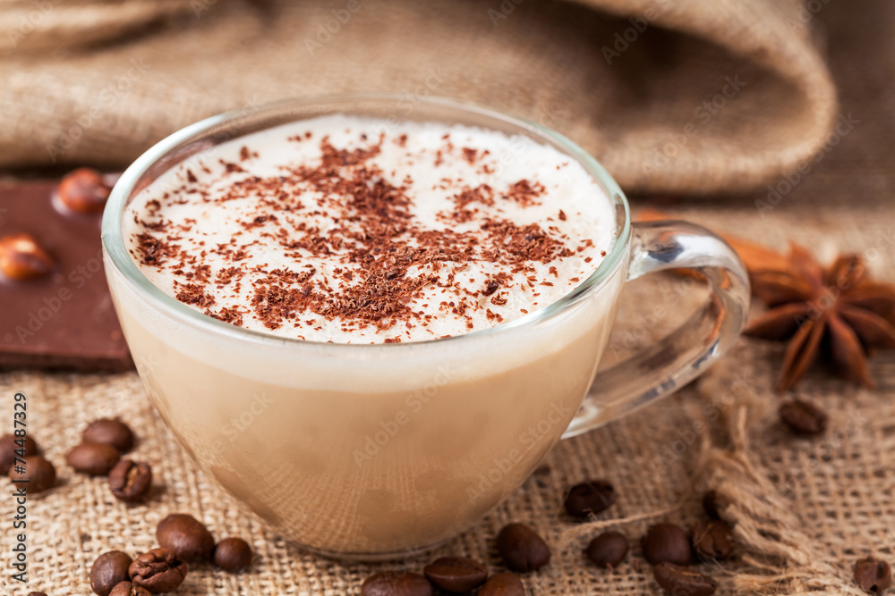 Latte coffee in a cup Latte coffee in a cup