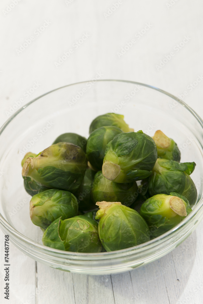 Bunch of fresh organic Bruxelles sprouts in a cup Bunch of fresh organic Bruxelles sprouts in a cup