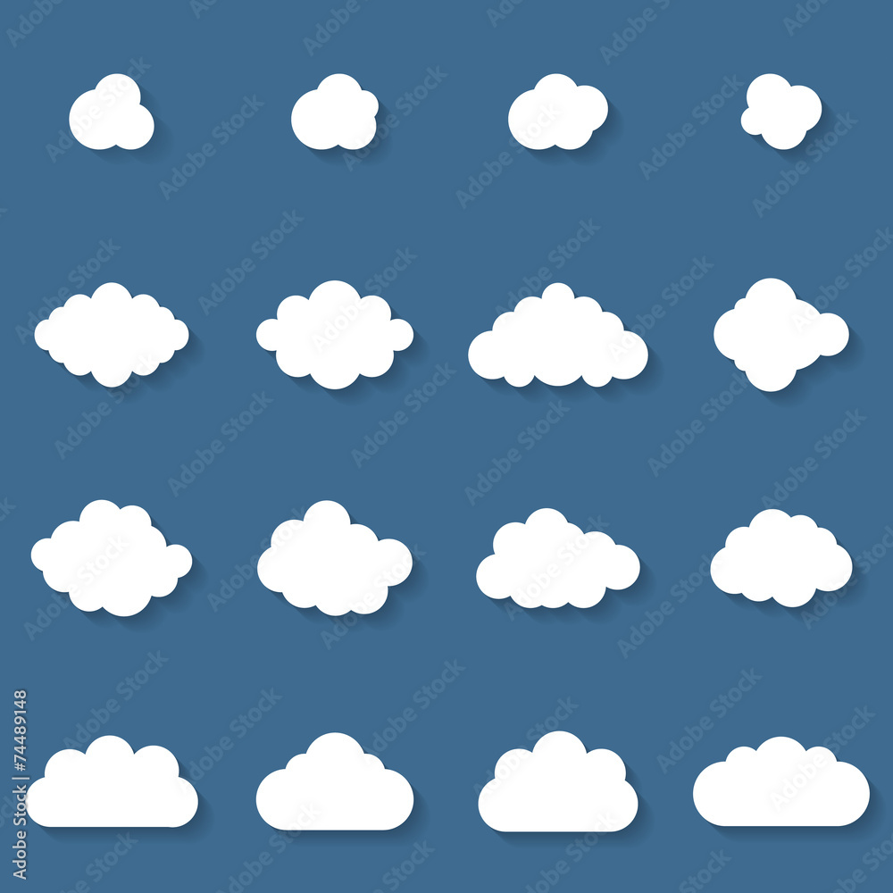 Flat design cloudscapes collection.