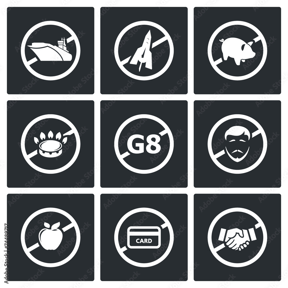 Prohibiting signs Vector Icons Set