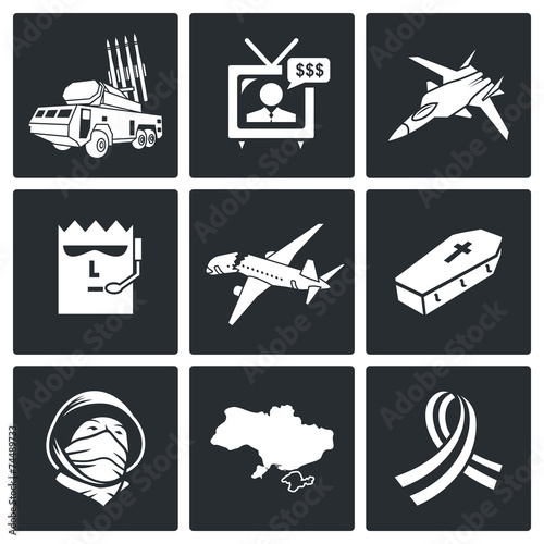 Plane crash Vector Icons Set