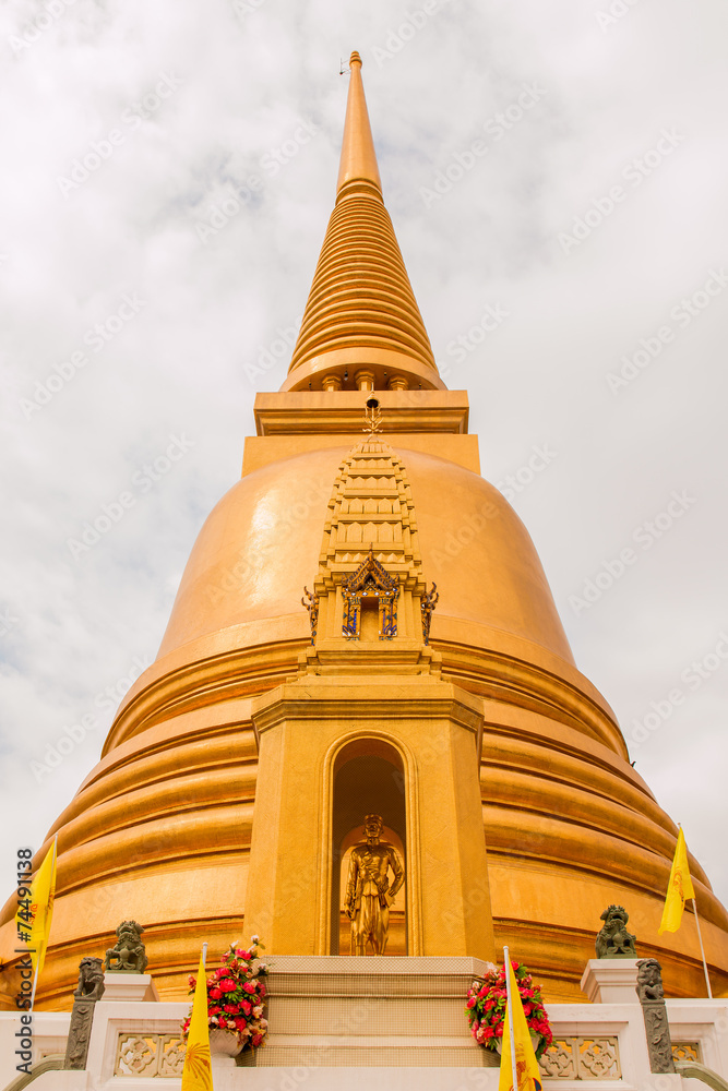 Golden pagoda at Wat Bowon Niwet in Bangkok ,Thailand