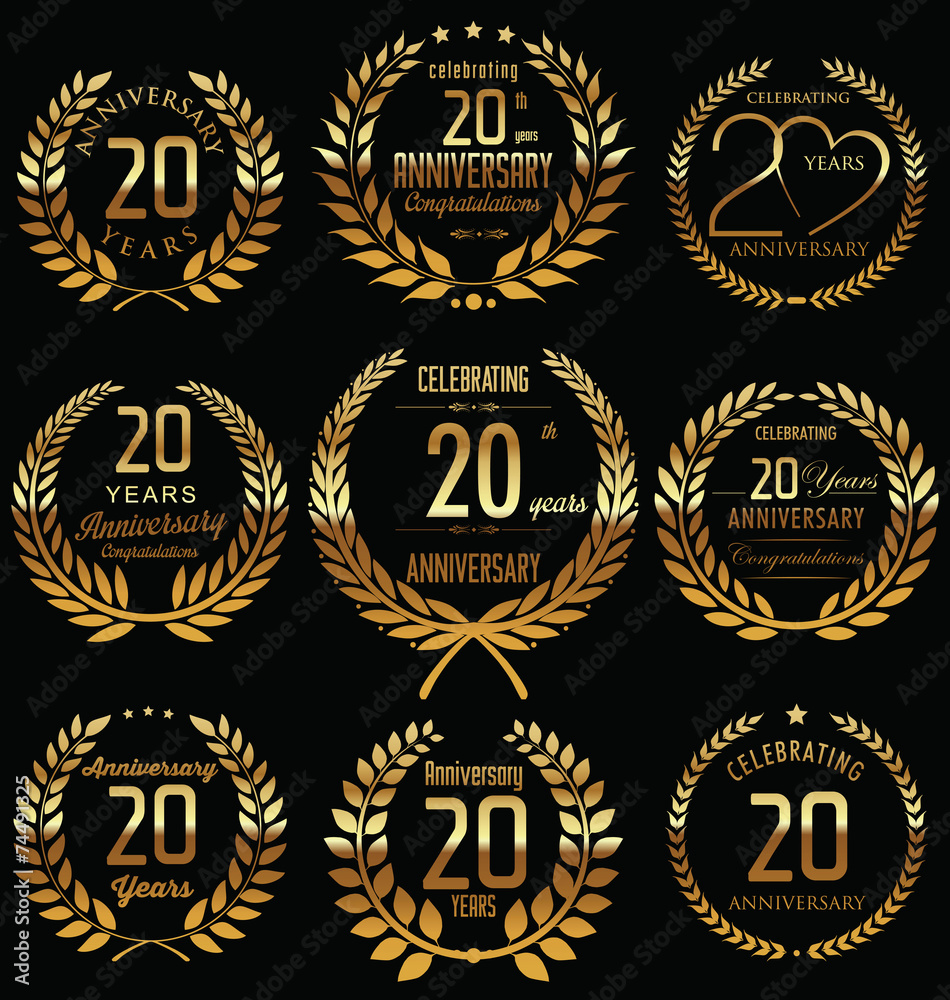 Anniversary golden laurel wreath design