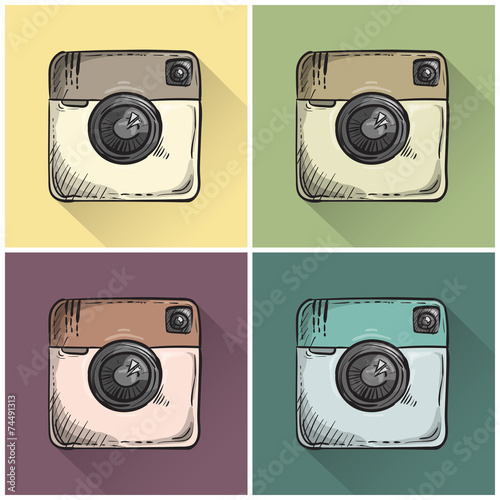 drawn retro photo icons.