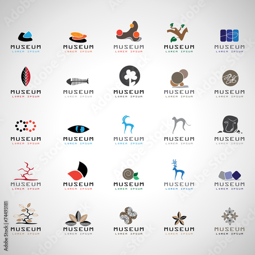 Museum Icons Set - Isolated On Gray Background
