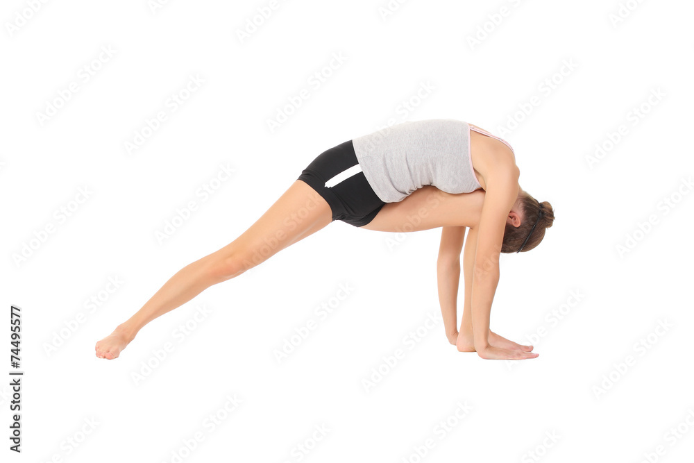 woman training yoga