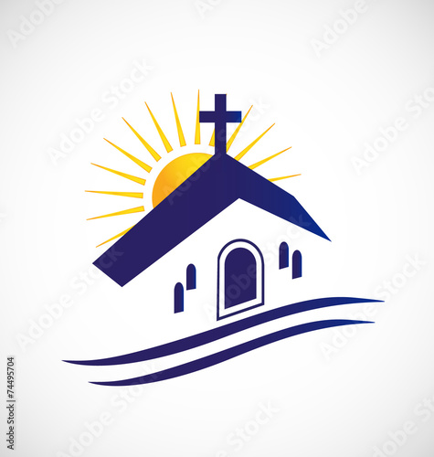 Church with sun logo vector
