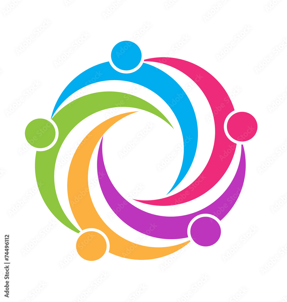 Teamwork unity people logo design Stock Vector | Adobe Stock