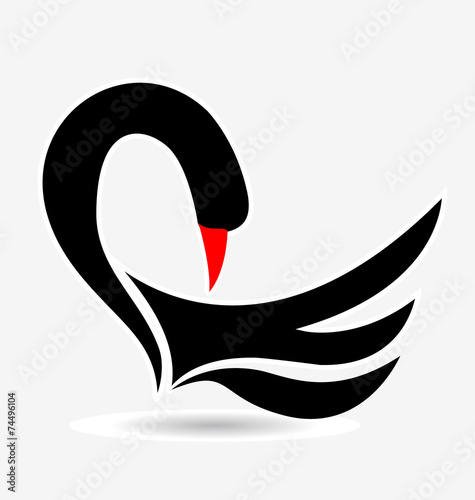 Black swan logo icon vector design