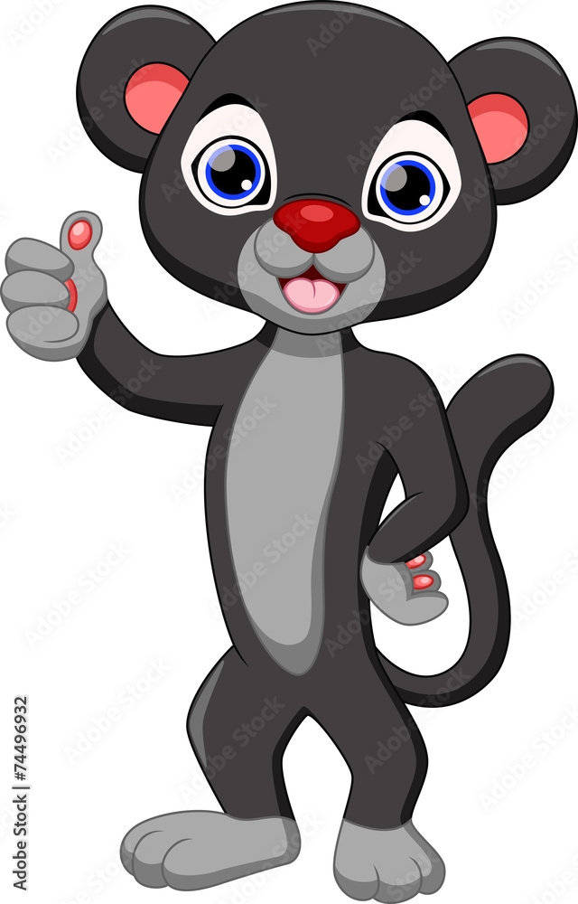 Naklejka premium Cute black panther cartoon