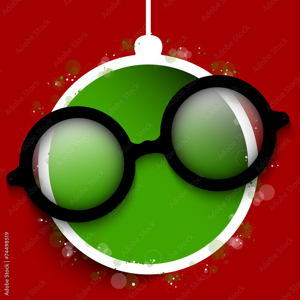 Merry Christmas Red Ball with Glasses Merry Christmas Red Ball with Glasses