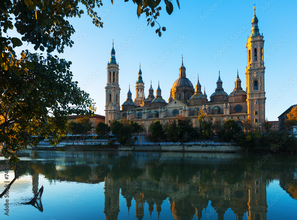  Basilica of Our Lady of the Pillar in morning. Zaragoza