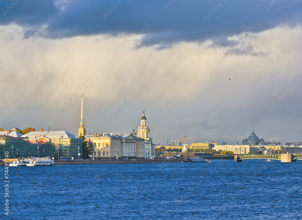 Neva river and Vasilevsky Island. Saint-Petersburg, Russia Neva river and Vasilevsky Island. Saint-Petersburg, Russia