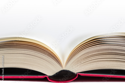 Closeup of a hardcover book open in the middle