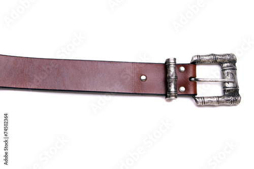 Close up view of a man's belt isolated on a white background.