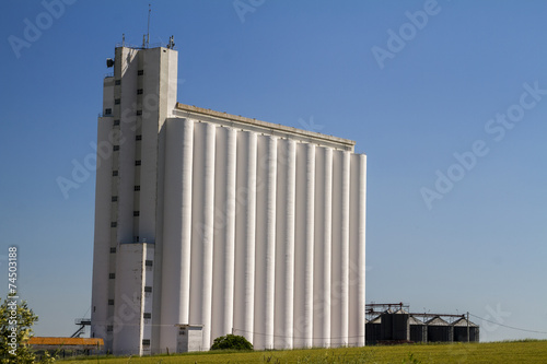 View of a big storage silo structure for grains.