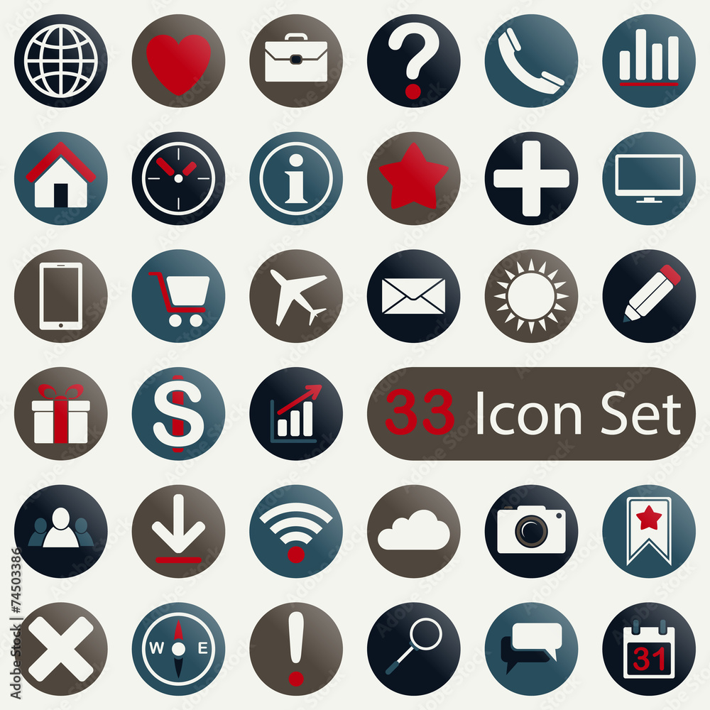Set of round icons for mobile app and web Set of round icons for mobile app and web