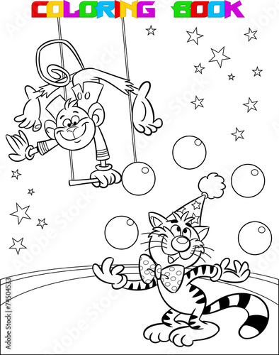Cat and monkey in a circus