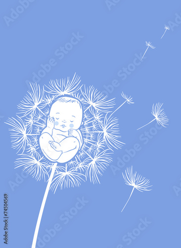 Vector sleeping newborn baby