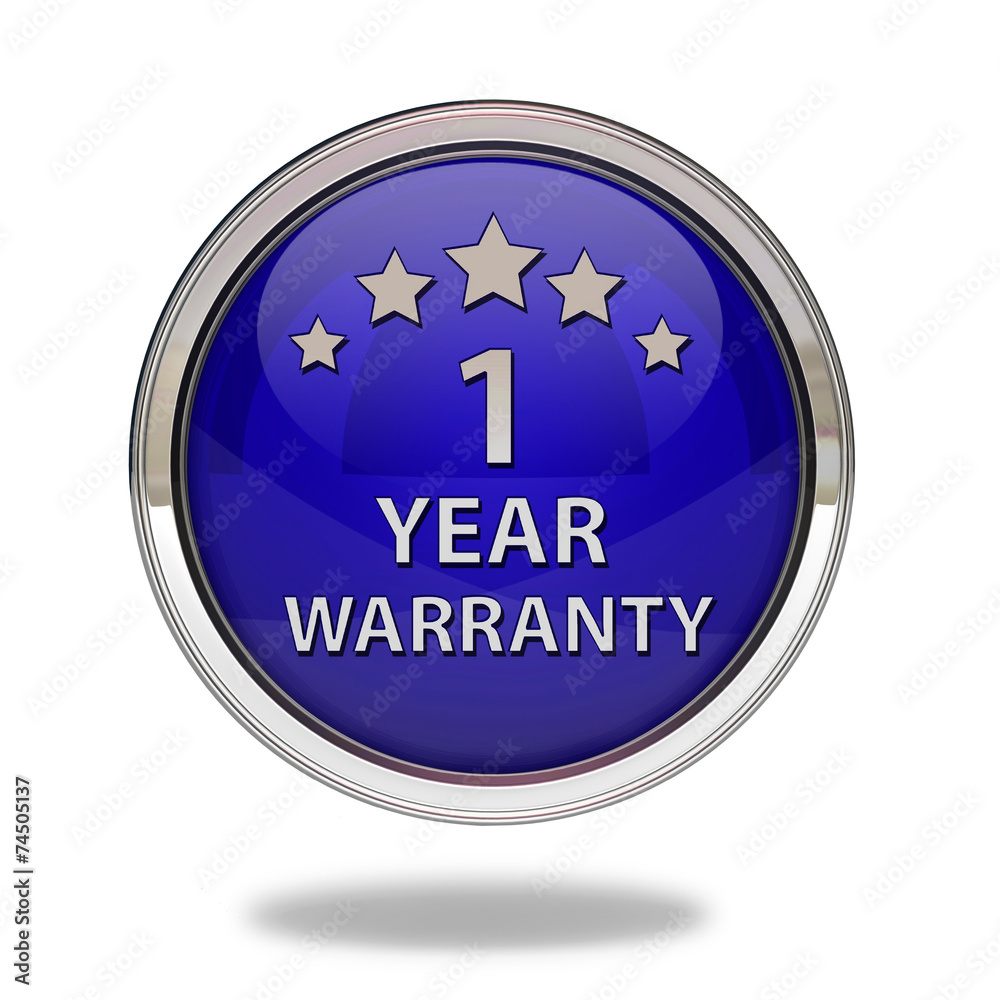 One year warranty pointer icon on white background One year warranty pointer icon on white background