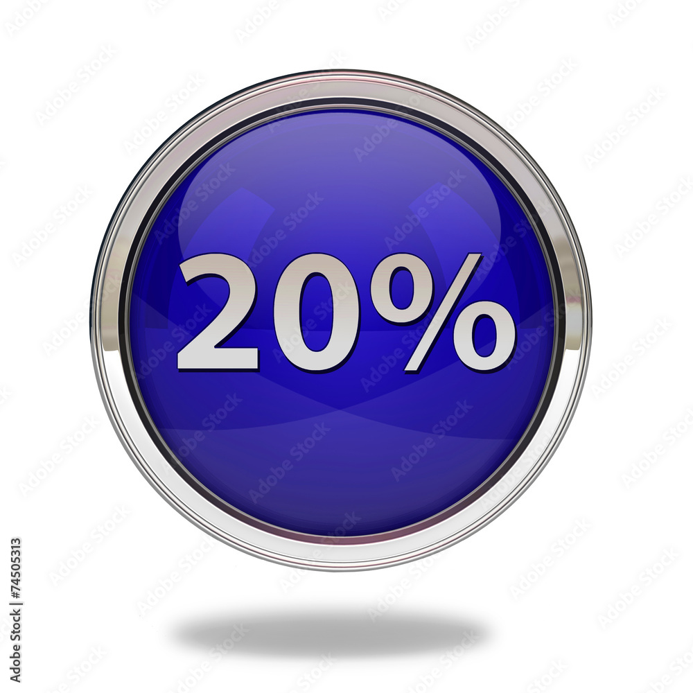 Twenty percent pointer icon on white background Twenty percent pointer icon on white background