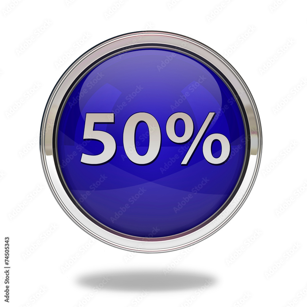 Fivety percent pointer icon on white background Fivety percent pointer icon on white background