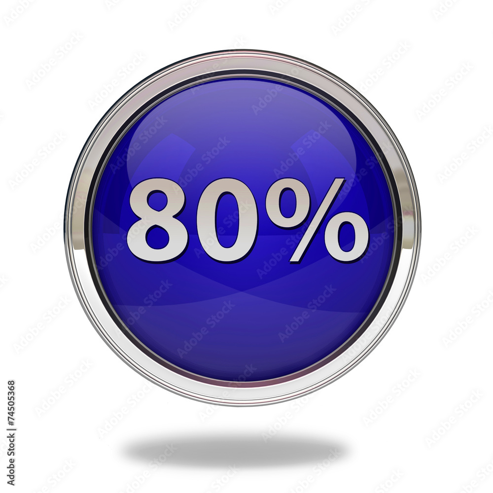 Eighty percent pointer icon on white background Eighty percent pointer icon on white background