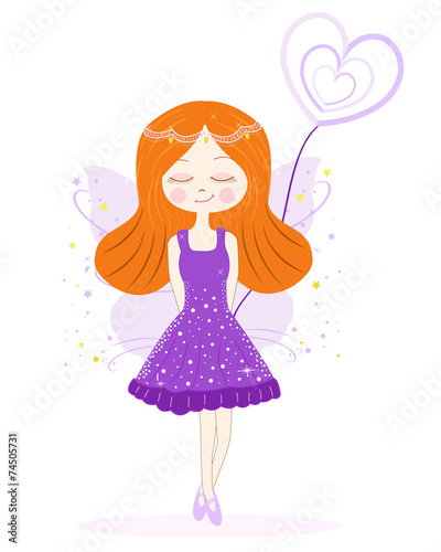 Cute purple fairy girl vector #74505731