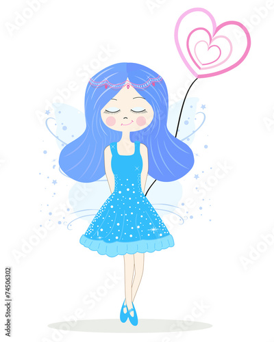 Cute blue fairy girl vector