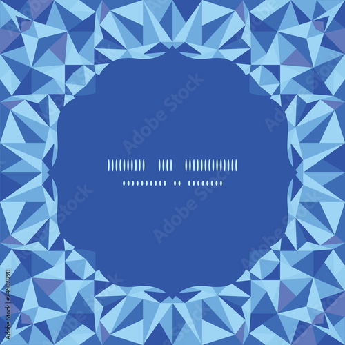 Vector blue triangle texture circle frame seamless pattern