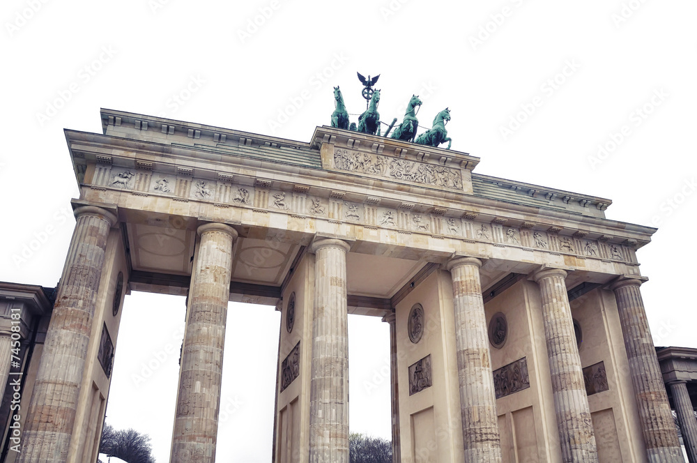 Isolated on white Brandenburg Gate - popular landmarks in Berlin