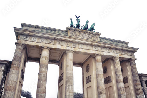 Isolated on white Brandenburg Gate - popular landmarks in Berlin