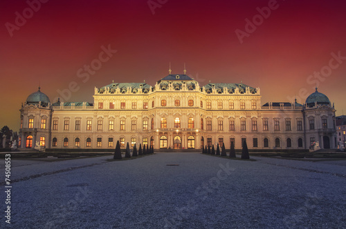 Belvedere Palace in Vienna at night