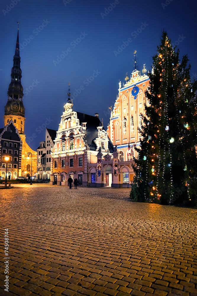 City of Riga City Hall square at Christmas