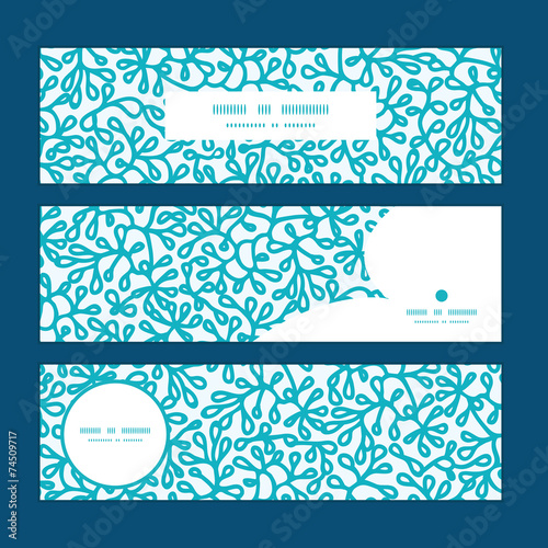 Vector abstract underwater plants horizontal banners set pattern