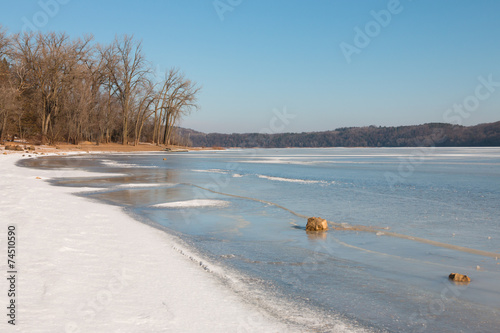 Clear winter day at  Mississippi River, Afton State Park, Minnes photo