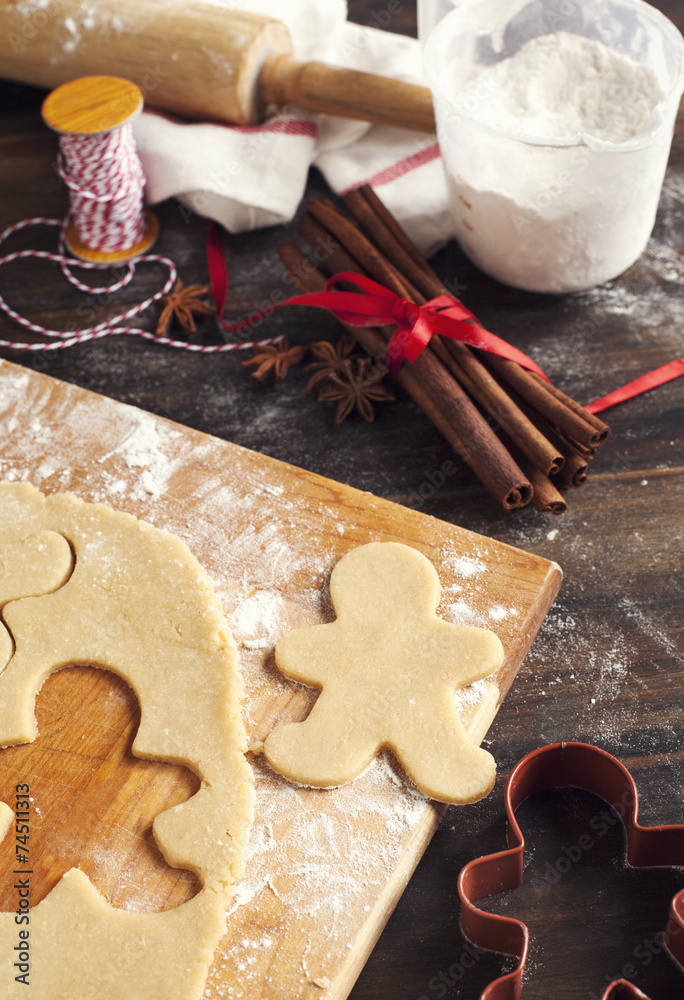Making gingerbread cookies. Christmas baking background dough an Making gingerbread cookies. Christmas baking background dough an