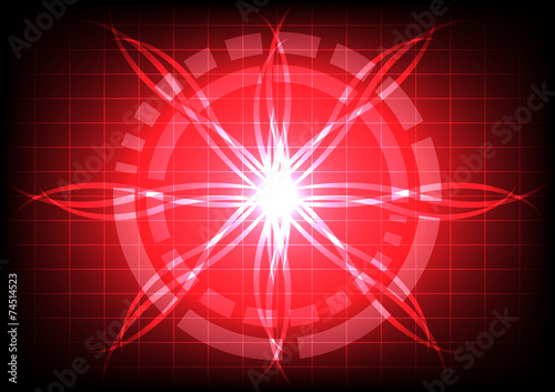 abstract circle on red light ray effect technology