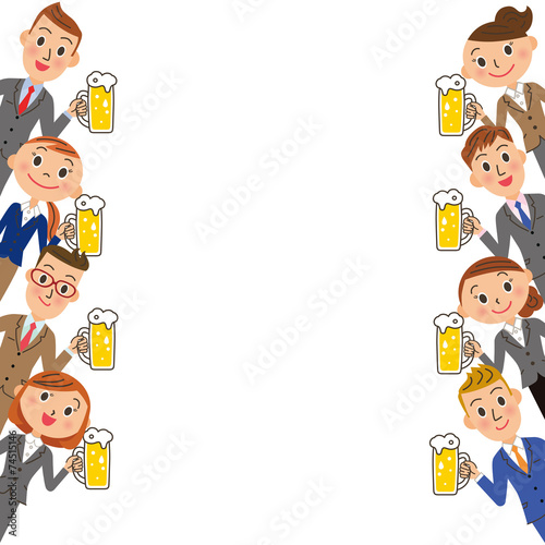 サラリーマン、ビール、乾杯