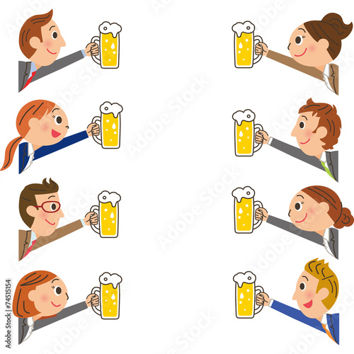 サラリーマン、ビール、乾杯