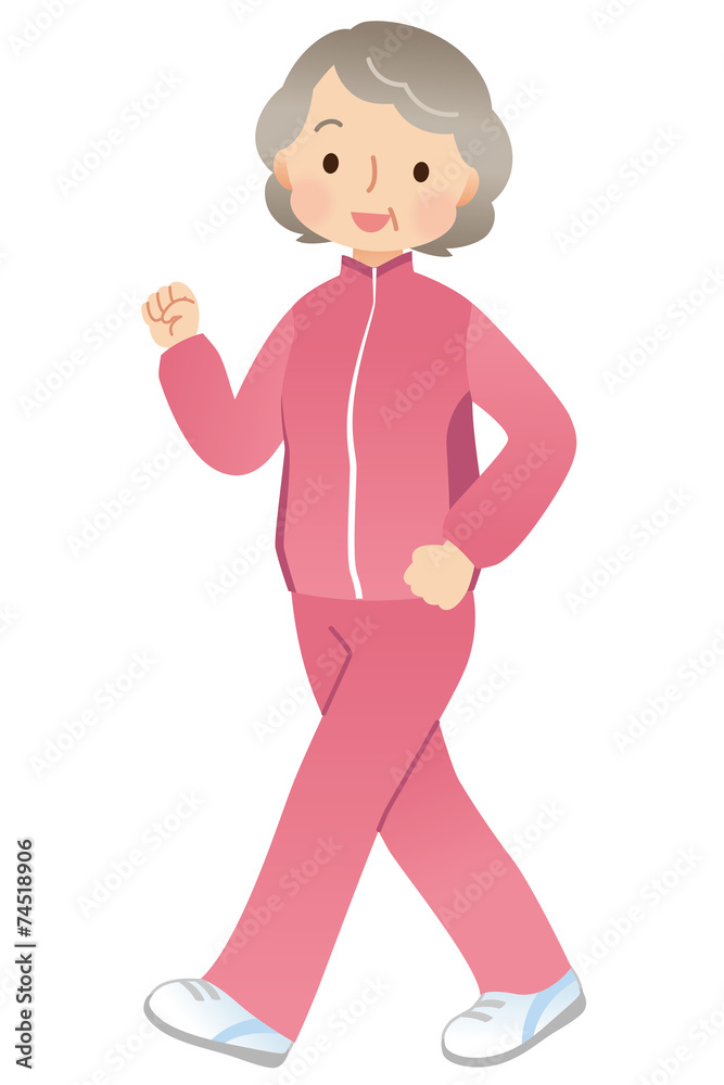 ウォーキングする高齢者　シニア