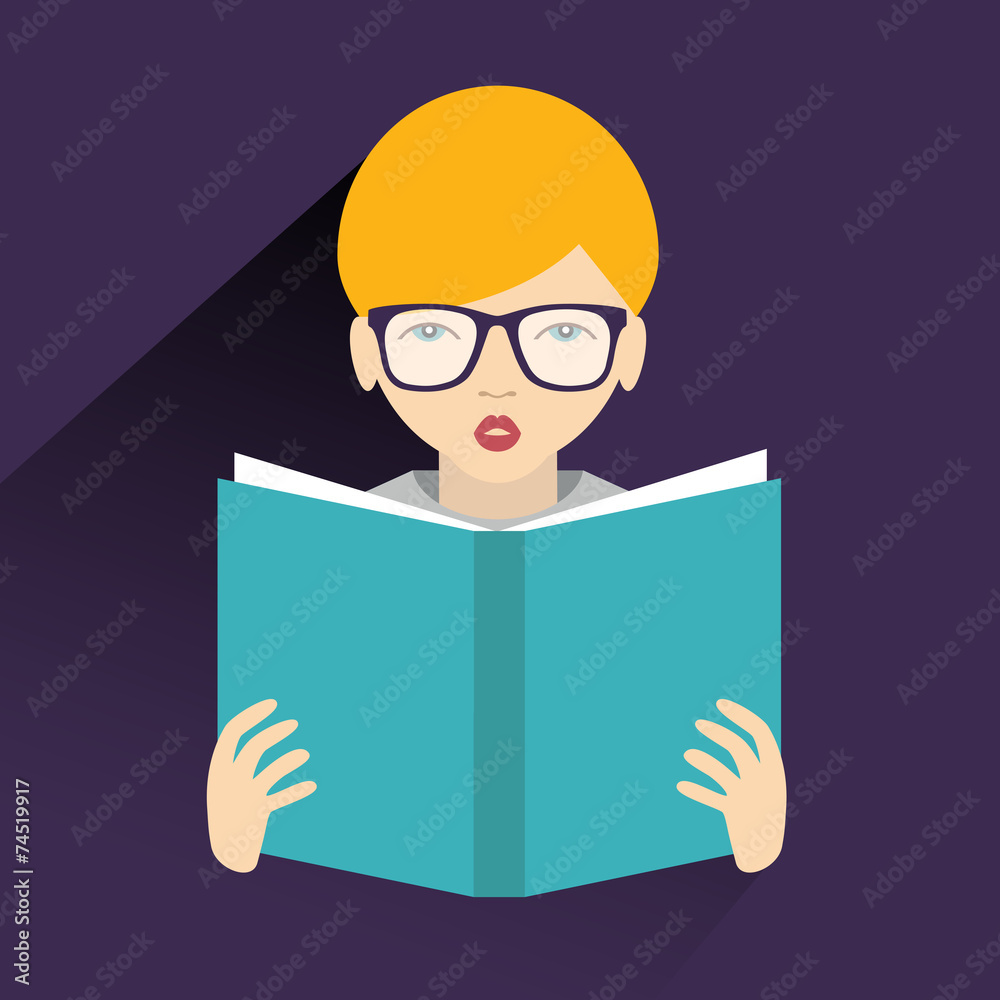 Boy reading a book. Flat vector. Boy reading a book. Flat vector.