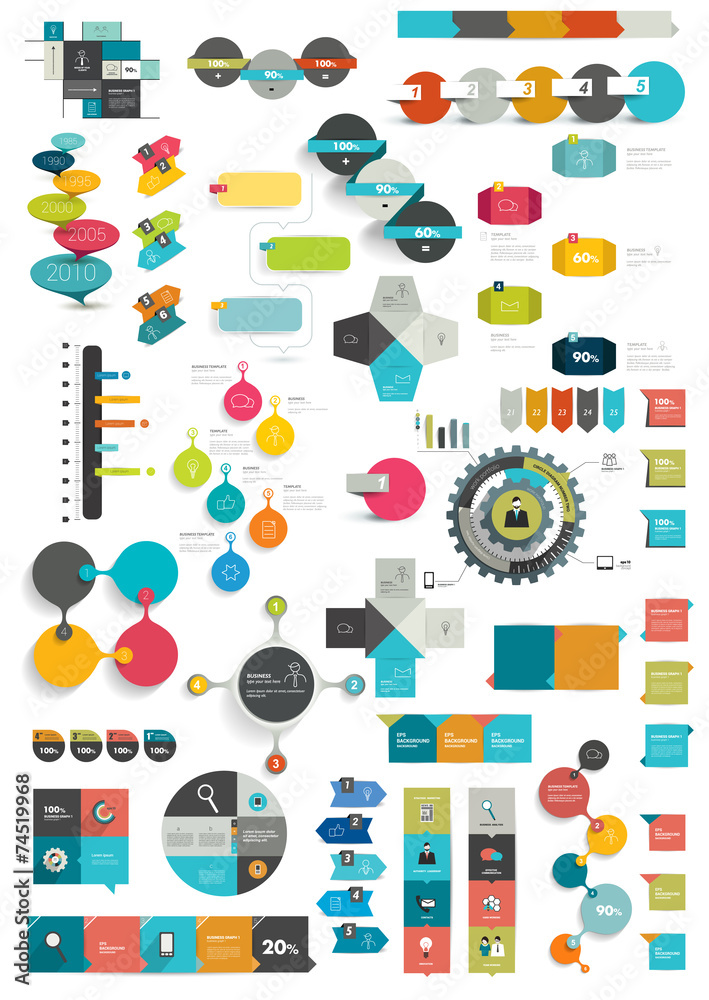 Collections of info graphics flat design diagrams.