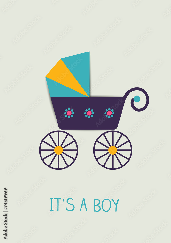 Baby announcement card. Vector buggy illustration. Baby announcement card. Vector buggy illustration.