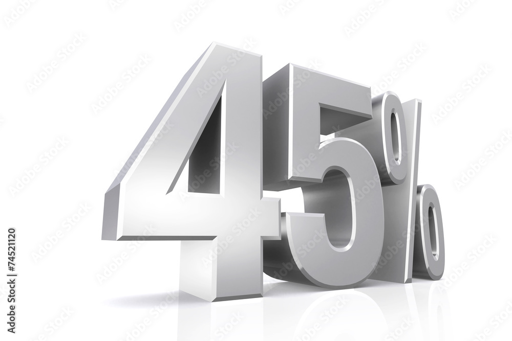 3D render text in 45 percent in silver. 3D render text in 45 percent in silver.