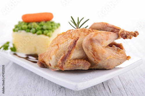 baked quail and vegetable